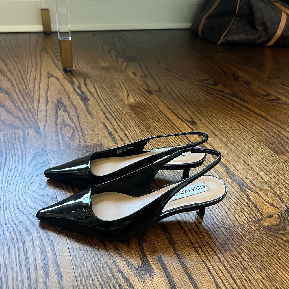 Steve Madden Black Patent Kitten Heels